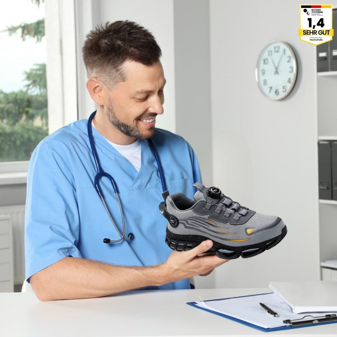 Emi and June | SafeStep - ergonomischer und schmerzlindernder Sicherheitsschuh - Zertifiziert nach EN ISO 20345