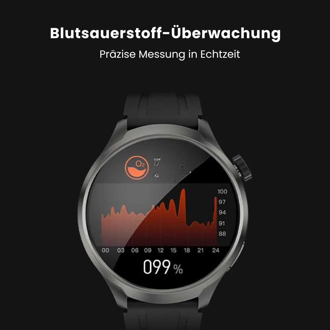 Emi and June | VitalSense Pro X - Gesundheits-Smartwatch mit Lederarmband (2025)