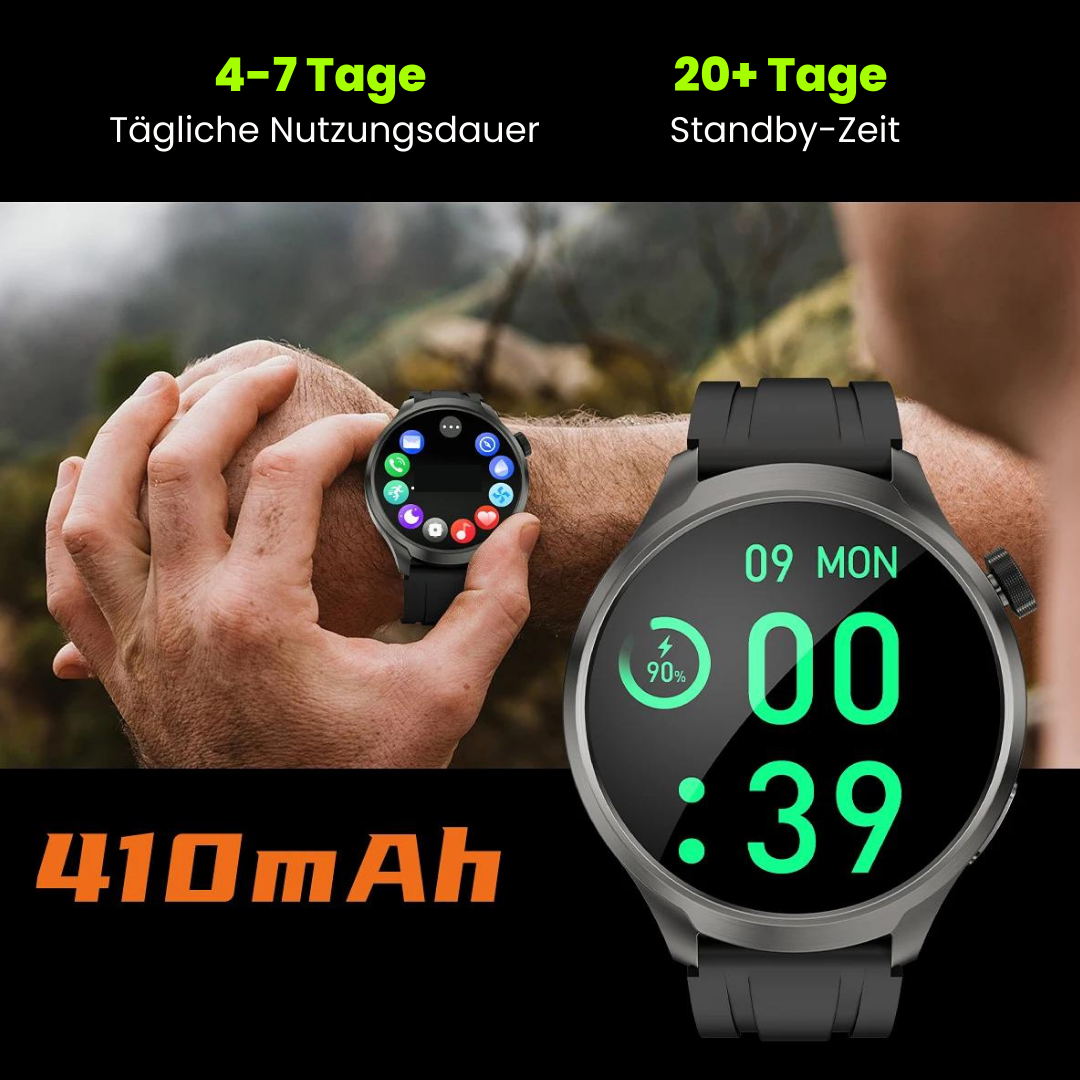 Emi and June | VitalSense Pro X - Gesundheits-Smartwatch mit Lederarmband (2025)