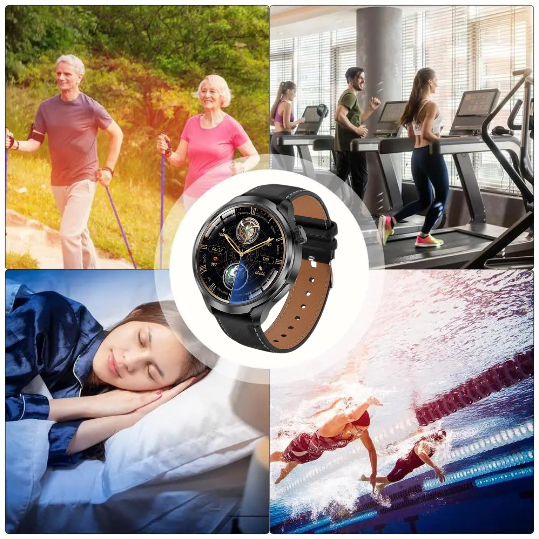 Emi and June | VitalSense Pro X - Gesundheits-Smartwatch mit Lederarmband (2025)