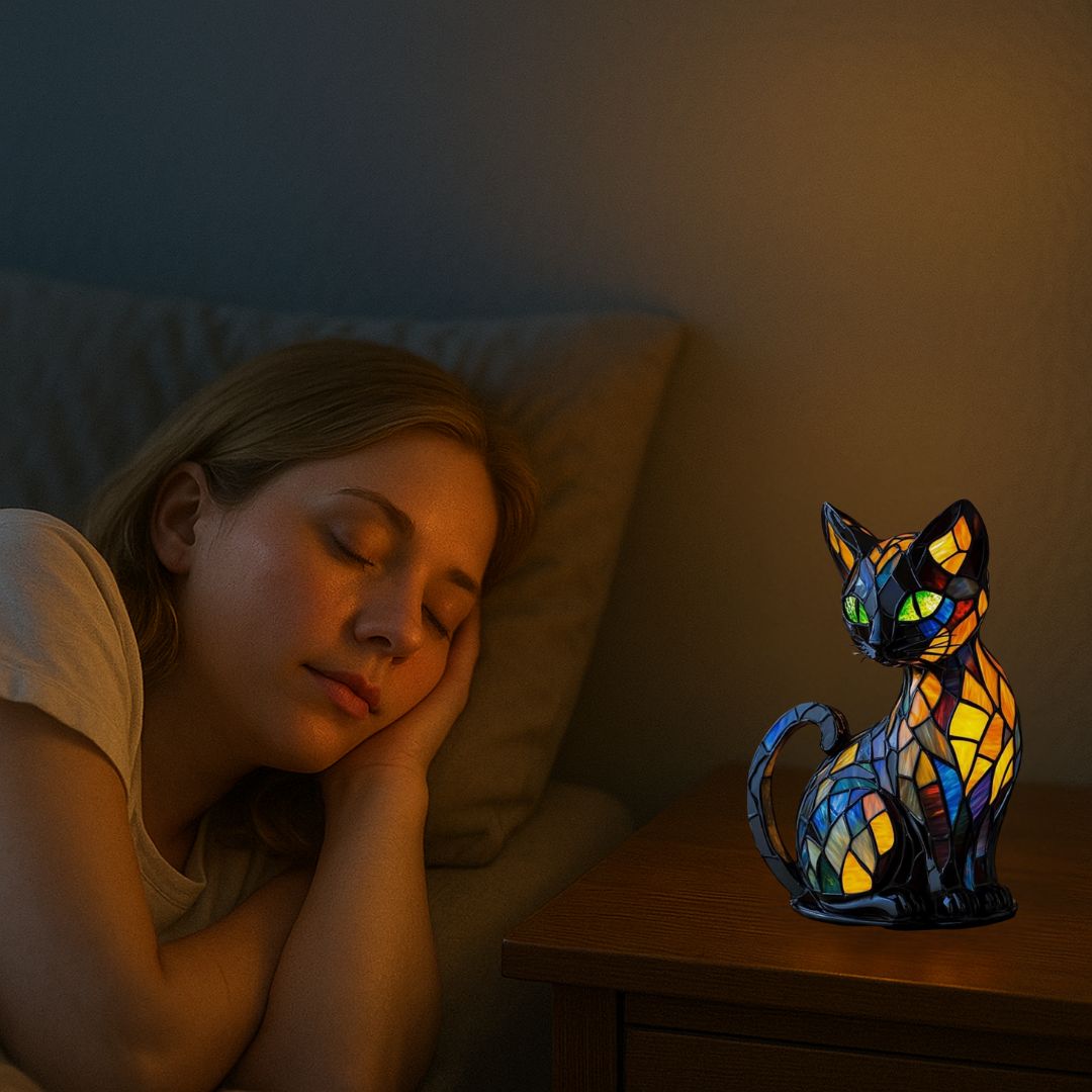 Emi and June | Leuchtkatze – handgefertigte Lampe, die Herzen erstrahlen lässt