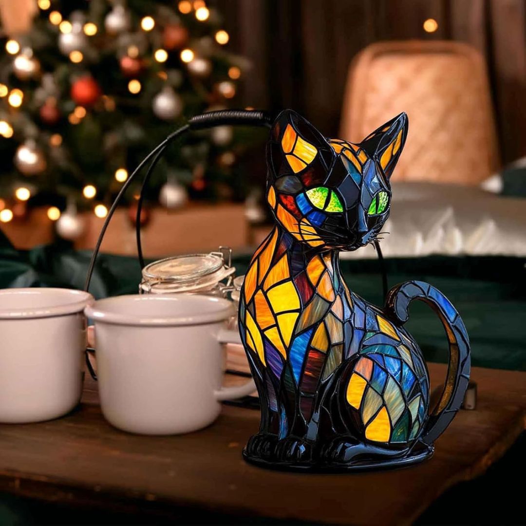 Emi and June | Leuchtkatze – handgefertigte Lampe, die Herzen erstrahlen lässt