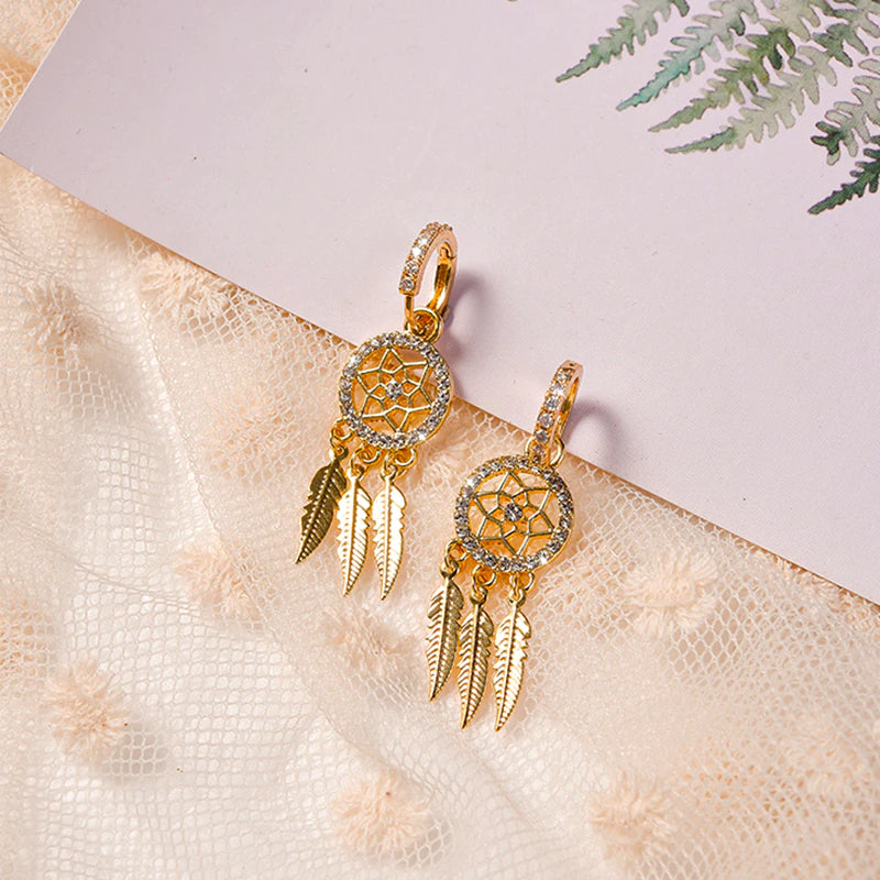 Emi and June | Traumfänger-Ohrringe aus 14k Massivgold – Creolen