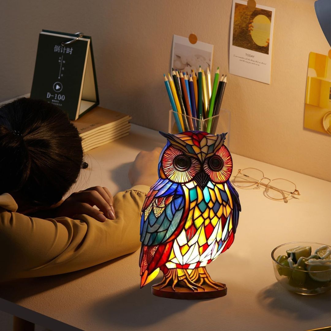 Emi and June | LeuchtEule - handgefertigte Lampe, die Herzen erstrahlen lässt