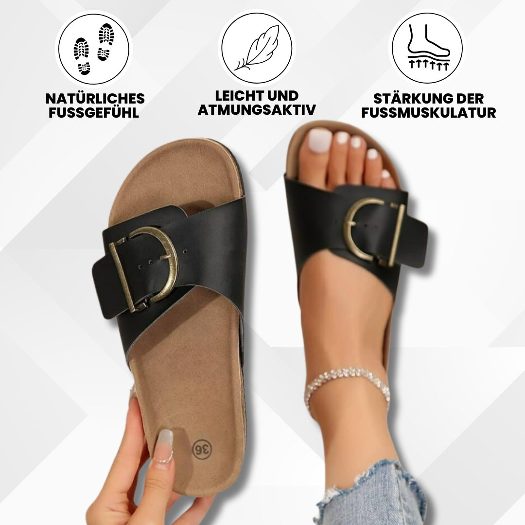 Emi and June | OrthoMia - Schmerzlindernde Kork-Sandalen mit Schnallenriemen-Design für Damen