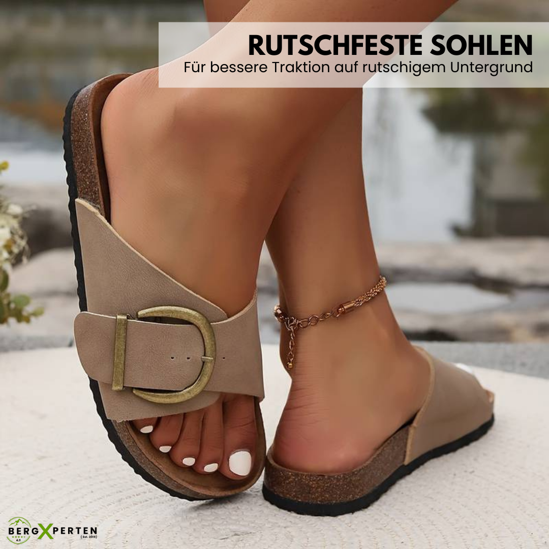 Emi and June | OrthoMia - Schmerzlindernde Kork-Sandalen mit Schnallenriemen-Design für Damen