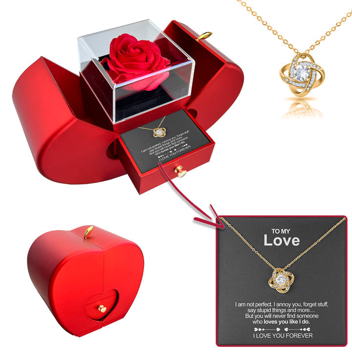 Emi and June | White Gold Necklace - With Real Rose - To My Love