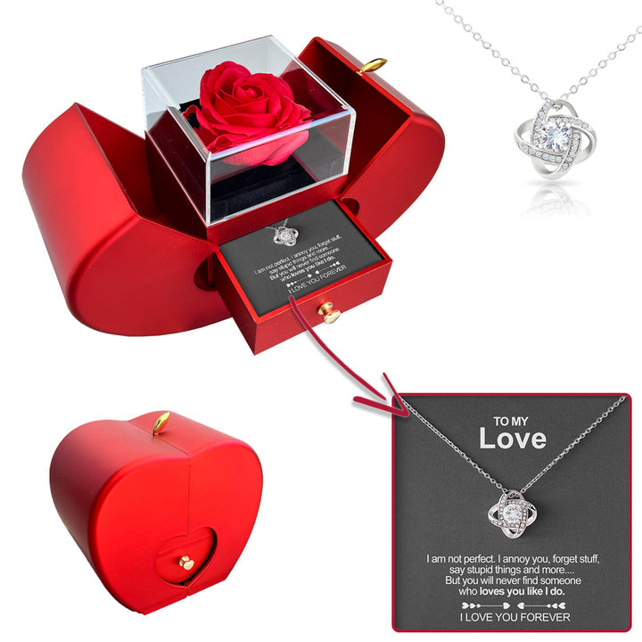 Emi and June | White Gold Necklace - With Real Rose - To My Love
