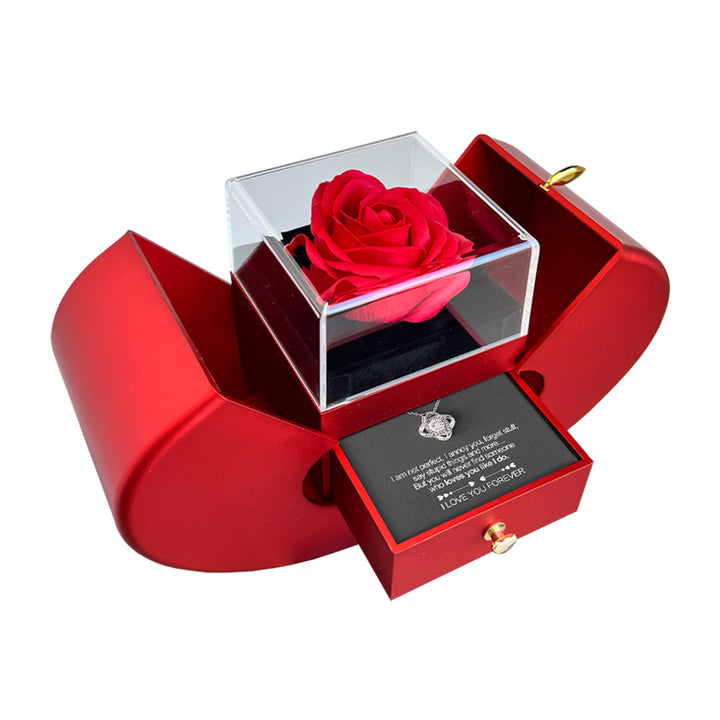 Emi and June | White Gold Necklace - With Real Rose - To My Love