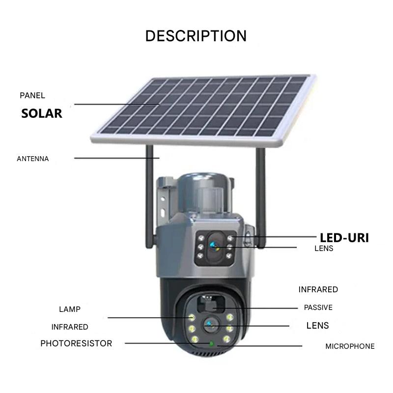Emi and June | Kabellose 4K Überwachungskamera mit Solarpanel & App – DualGuard Sicherheitskamera für Zuhause & Garten