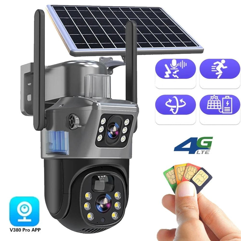 Emi and June | Kabellose 4K Überwachungskamera mit Solarpanel & App – DualGuard Sicherheitskamera für Zuhause & Garten