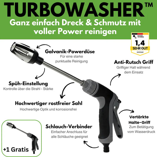 Emi and June | Turbowasher - Power-Hochdruckreiniger für jeden Gartenschlauch - Sonderaktion 1+1 Gratis