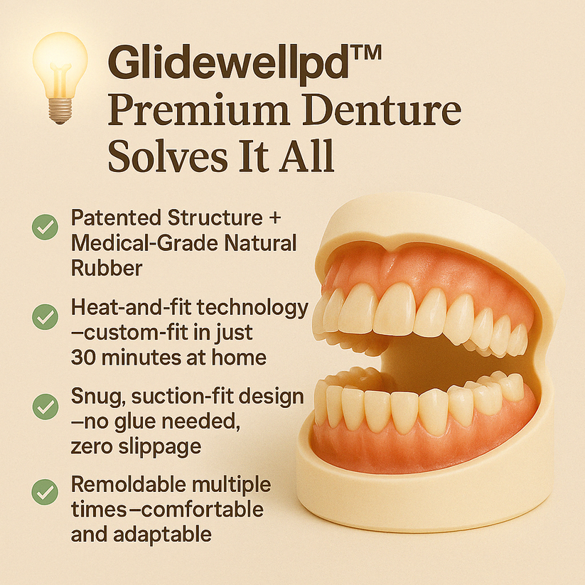 GlidewellPD Premium Vollprothese – Natürlicher Komfort & sicherer Halt für optimalen Sitz