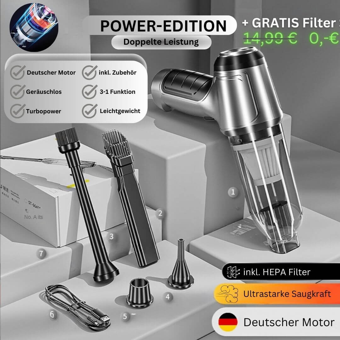 Emi and June | TurboClean Pro Handstaubsauger - Power Edition doppelt so viel Leistung inkl. GRATIS Filter Set