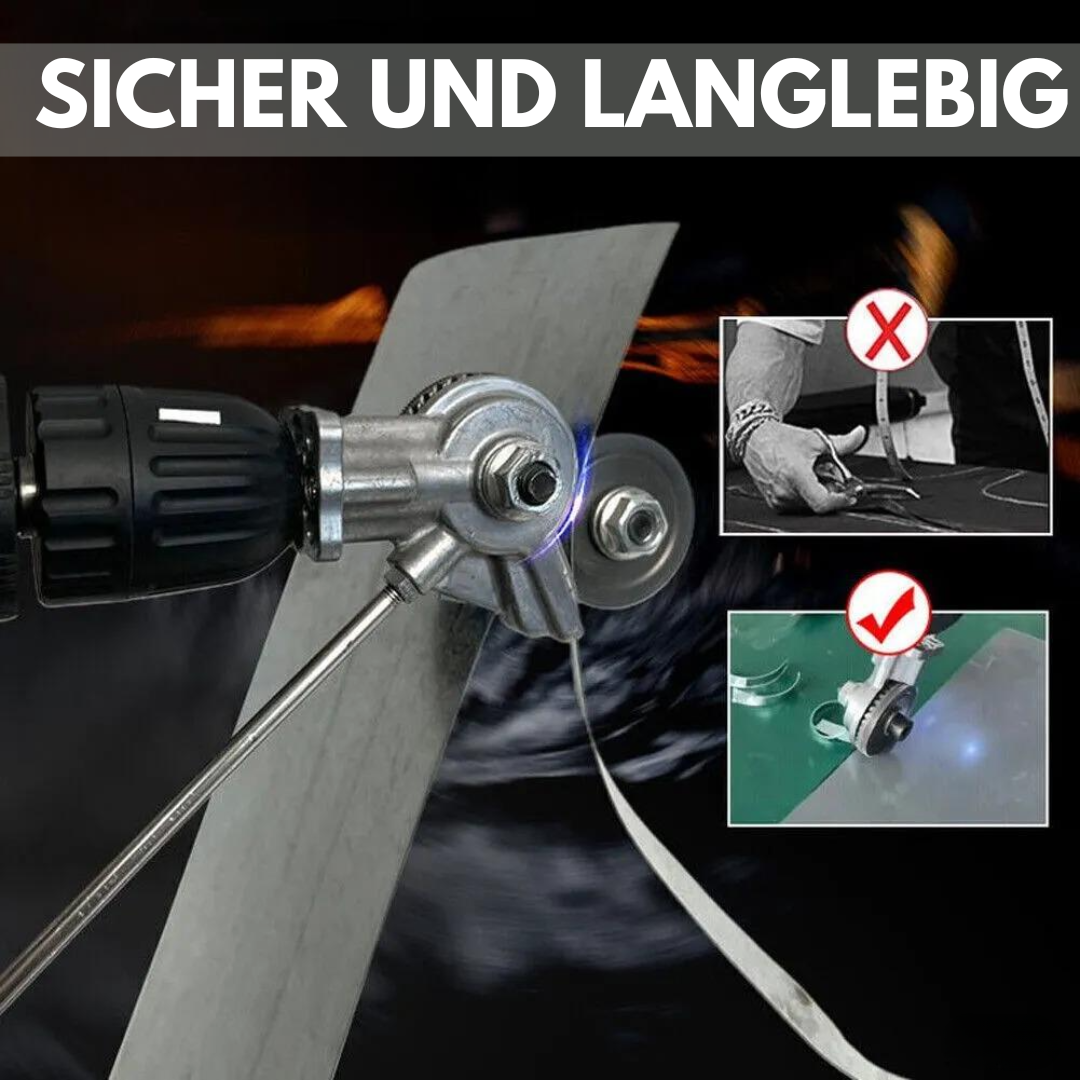 Emi and June | Elektrischer Bohrmaschinen-Blechschneider – Aufsatz für Metall, Wellblech & Platten | Nibbler Schneidwerkzeug