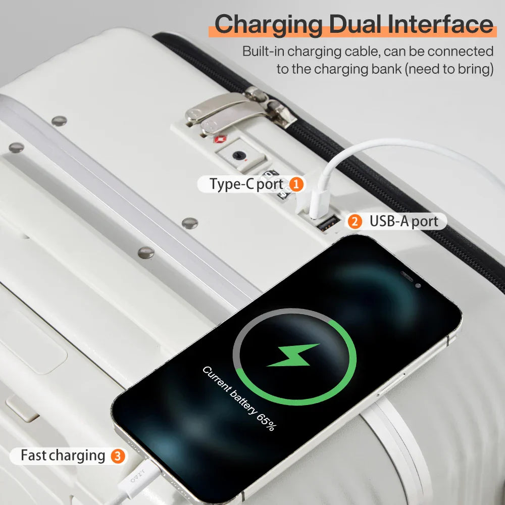 Emi and June | Aluminiumrahmen-Hartschalenkoffer mit USB-Port – Turin