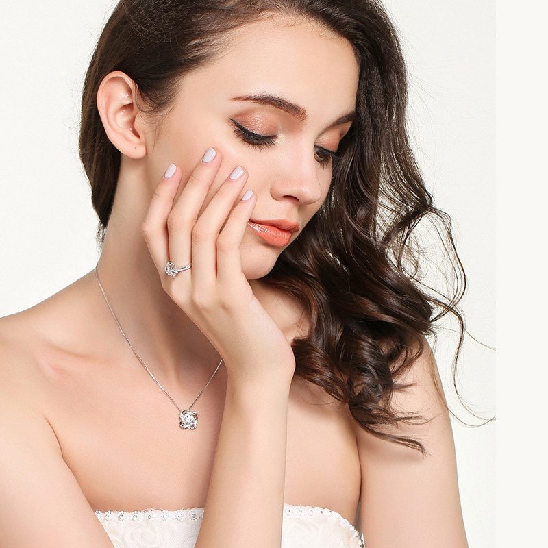 Emi and June | White Gold Necklace - With Real Rose - To My Love