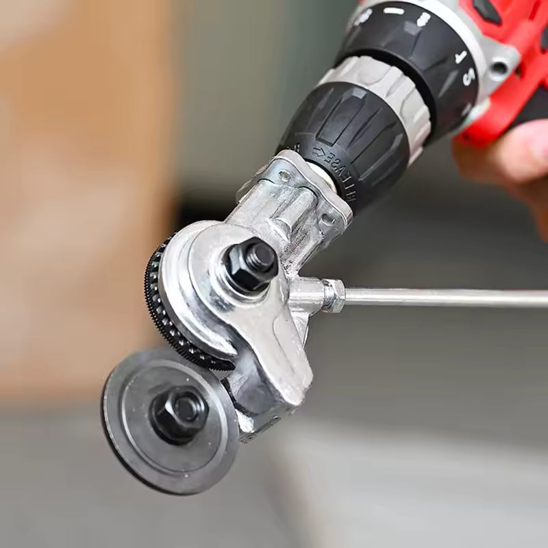 Emi and June | Elektrischer Bohrmaschinen-Blechschneider – Aufsatz für Metall, Wellblech & Platten | Nibbler Schneidwerkzeug