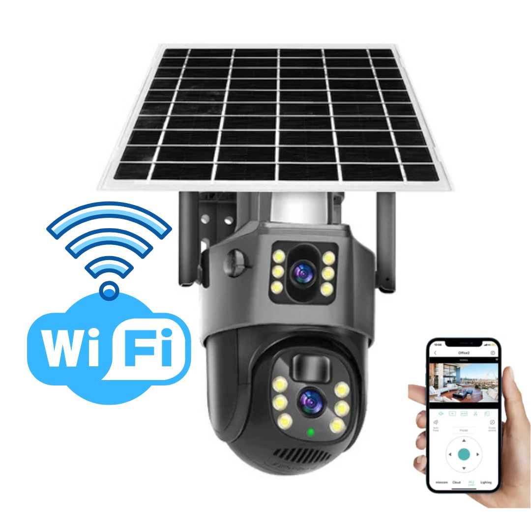 Emi and June | Kabellose 4K Überwachungskamera mit Solarpanel & App – DualGuard Sicherheitskamera für Zuhause & Garten
